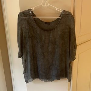 Charcoal gray-ish 100% silk layered top.